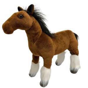 Tiger Tale Toys Realistic Brown & White Horse Poseable 16" Plush Stuffed Animal‎